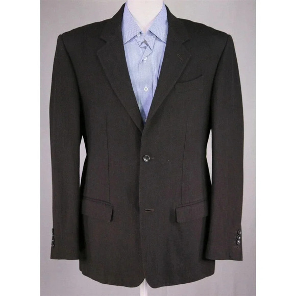 Marc by Marc Jacobs Brown/Black Herringbone Wool-Linen 2Btn Blazer Jacket XL 42L - Picture 2 of 10